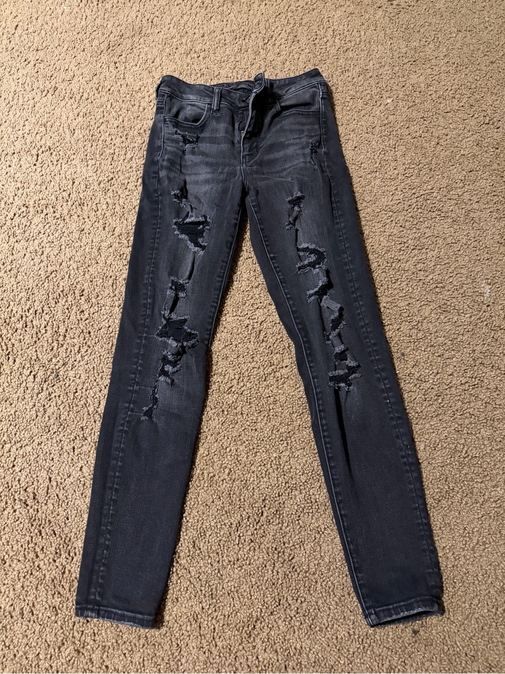 American Eagle Outfitters Black Ripped Skinny Jeans